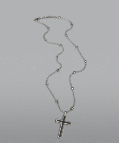 Fio com cruz com ródio - artesanal