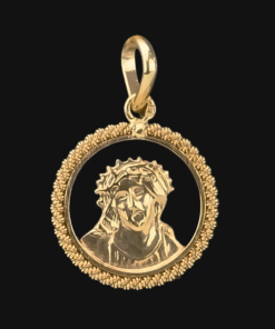 Medalha Cristo com Coroa de Espinhos Aberta em Ouro - 17 mm