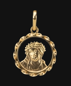 Medalha Cristo com Coroa de Espinhos em Ouro - 17 mm