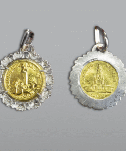 Medalha Aparição com Santuário dourada e em prata – 19 mm