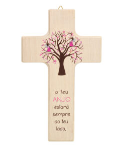 Cruz Anjo da Guarda rosa  – 20 cm