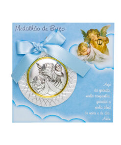 Medalhão de Berço azul com Anjo da Guarda