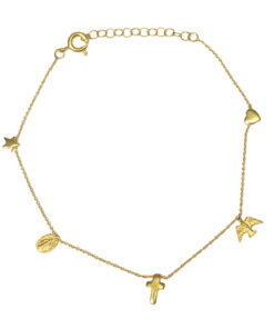 Pulseira em prata de lei 925 com banho de ouro – 22cm